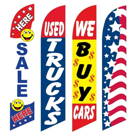 4 Advertising Swooper Flags Sale Here Used Trucks We Buy Cars Patriotic