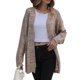 thumbnail image 1 of Cárdigan de manga larga para mujer, moda elegante, cierre de costilla, mezcla de colores, hilo elástico, frente abierto, prendas de vestir sueltas, color caqui L, 1 of 8