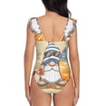 thumbnail image 6 of Yiaed Hello Summer Cute Gnome Print Women's Ruffled One Piece Swimsuit V Neck Swimwear Slimming Monokini for Woman-Medium, 6 of 8