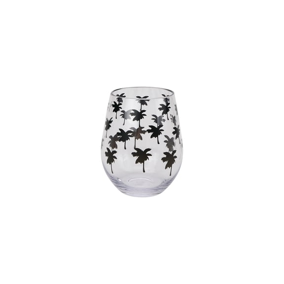 Hometrends Black Printed Acrylic Stemless Wine Glass 1Pc