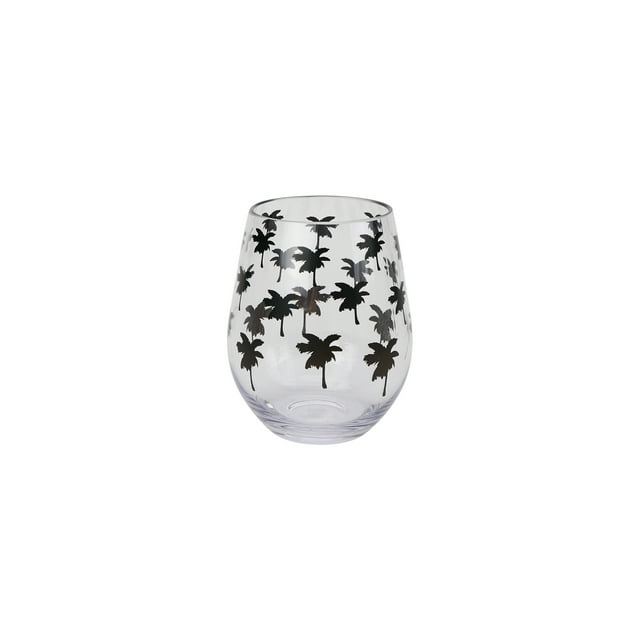 Hometrends Black Printed Acrylic Stemless Wine Glass 1Pc