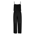 thumbnail image 4 of QUYUON Jumpsuits for Women Summer Casual Loose Sleeveless Spaghetti Strap Wide Leg Pants Jumpsuit Rompers Pleated Cropped Pants One-Piece Lounge Jumpsuits Style J-16, Black L, 4 of 7