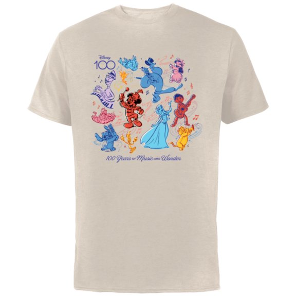 Disney 100 Years of Music and Wonder Color Fill D100 - Short Sleeve Cotton T-Shirt for Adults - Customized-Natural