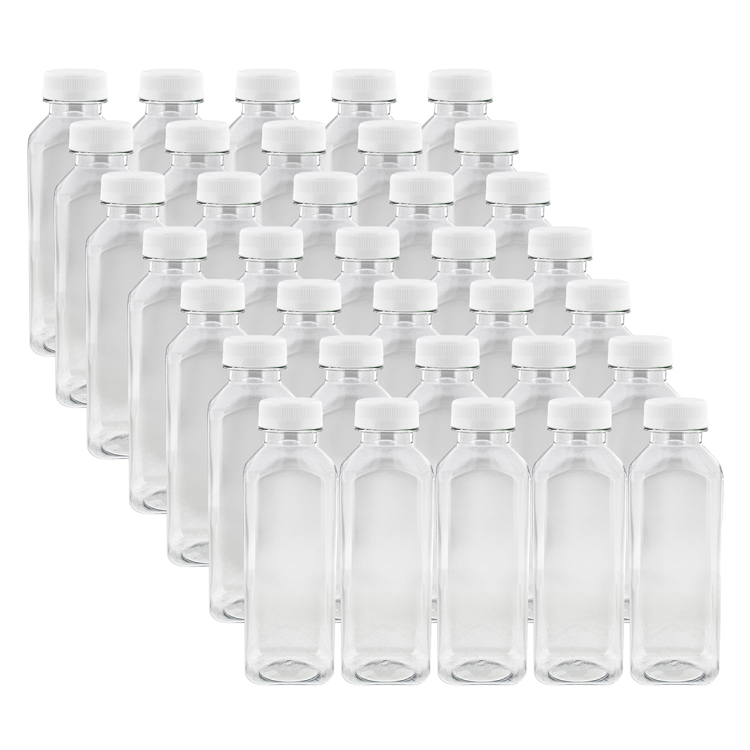 16oz Plastic Bottles with Caps Clear 35pk Empty PET Juice Containers