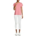 thumbnail image 2 of Time and Tru Women's Crewneck Slub Tee with Short Sleeves, 2 of 5