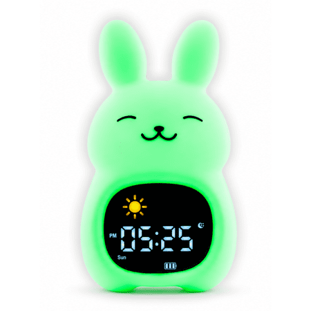 Bumble & Bright Kids Alarm Clock – App-Controlled Sleep Trainer with 8 Night-Light Colors, 6 Soothing Sounds & Backup Battery – USB-C Corded Bunny Clock for Boys & Girls