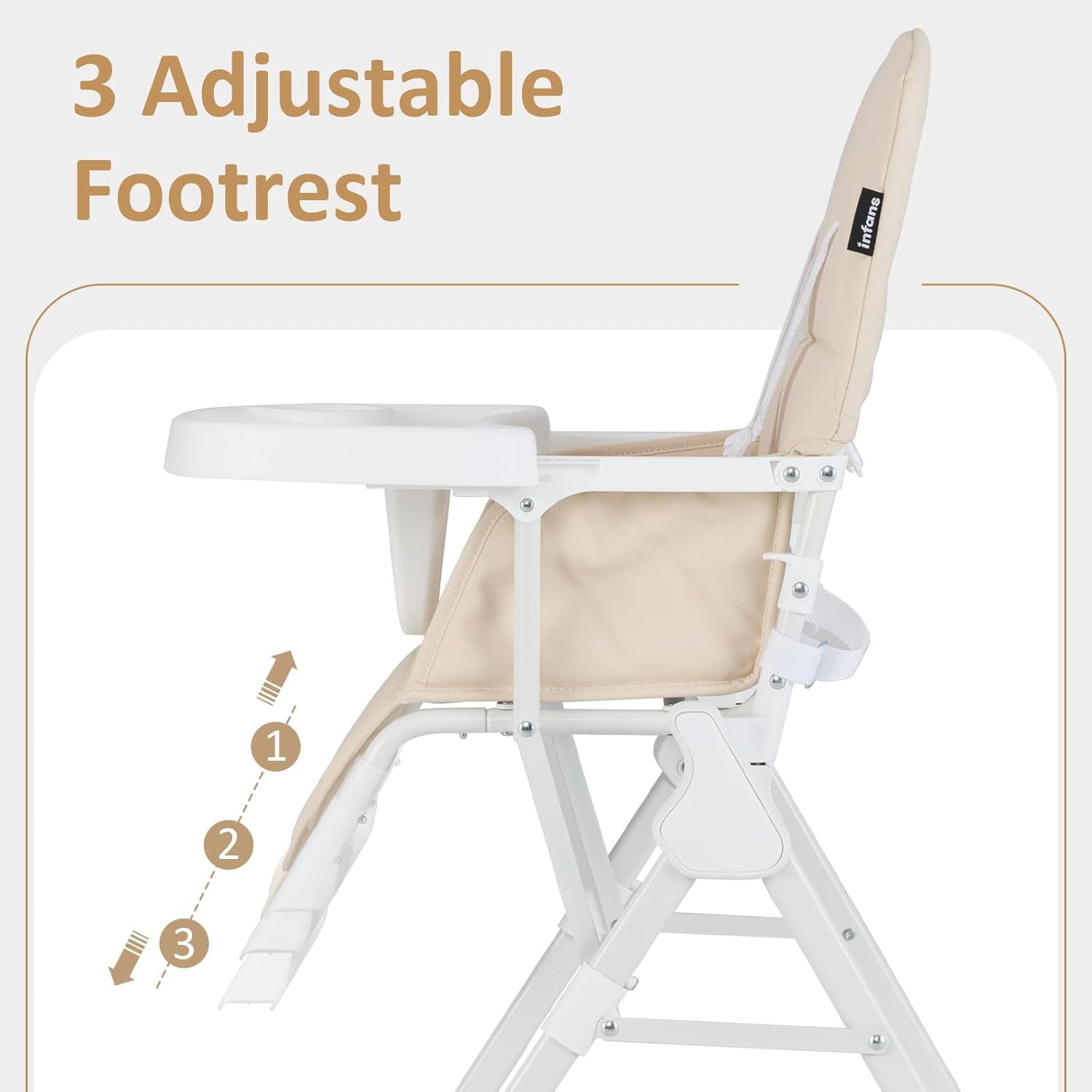 INFANS Baby High Chair, Quick Folding Portable Highchair for Babies and Toddlers with Adjustable Footrest Removable Dishwasher Tray PU Seat, Compact Highchairs for Baby Age 6-36 Months