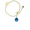 thumbnail image 2 of Delight Jewelry Silvertone 3-D Frosted Blue Resin Ornament with Crystals Gold-tone Rose Link Chain Bracelet, 6.25"+1.75" Extender, 2 of 4