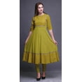 thumbnail image 2 of Bimba Yellow2 Geometric Songket Anarkali Dress Long Indian Ethnic Wear For Women Maxi Kurta Ethnic Kurti XXX-Large, 2 of 5