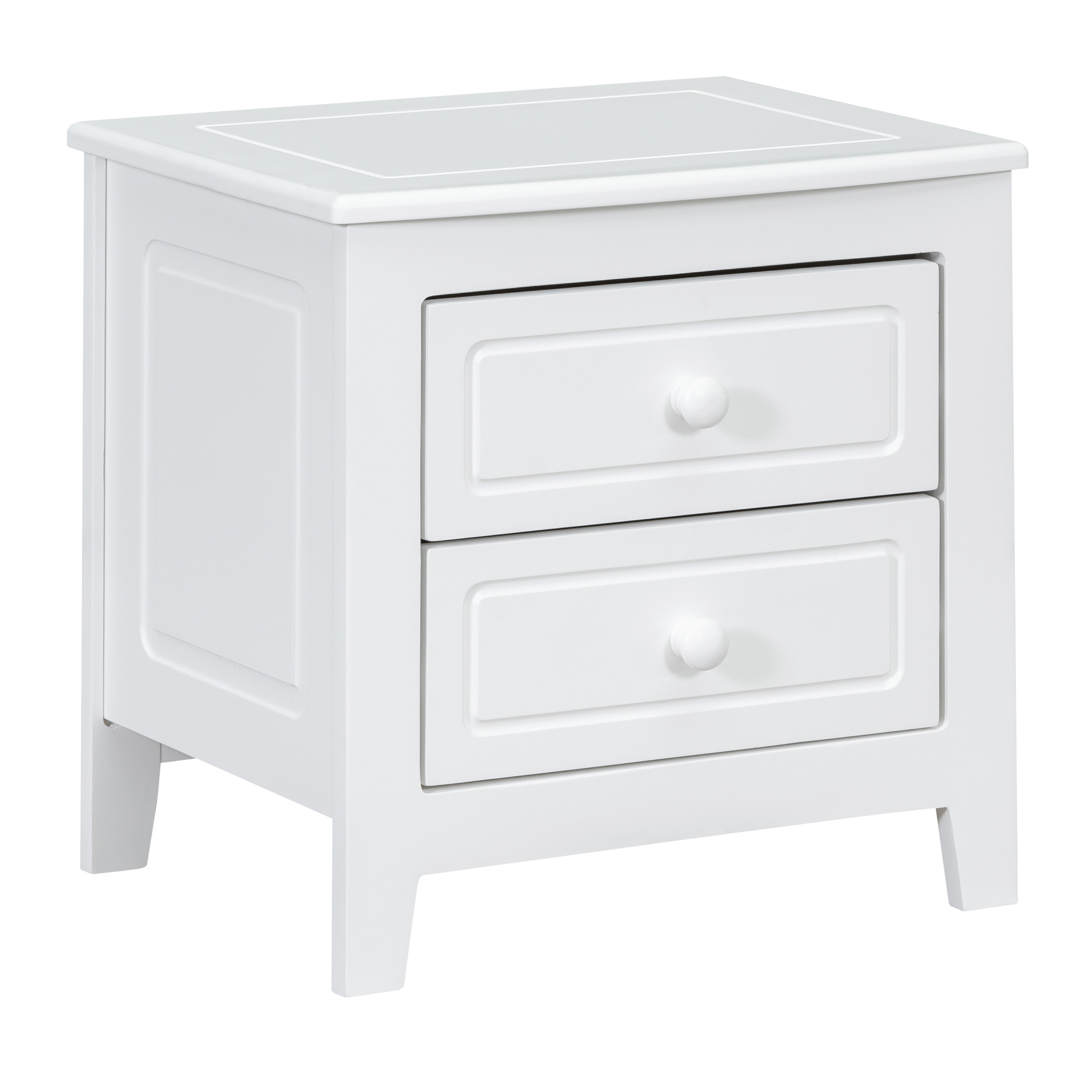 Euroco Mid Century Retro Nightstand with 2 Storage Drawers, Wood Bedside End Tables Dresser for Bedroom, Living Room, Closet,White