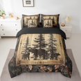 thumbnail image 3 of Tree Camo Cabin Comforter Set King 7 Piece Rustic Farmhouse Bedding Sets With Sheets Camouflage Hunting Wildlife Bear Bed In A Bag Teen Men,Woodland Pine Tree Animal Bed Set, 3 of 6