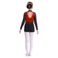 thumbnail image 5 of Aislor Kids Girls Shiny Rhinestones Gymnastic Long Sleeve Leotard with Shorts Skating Dancewear Red 16, 5 of 7
