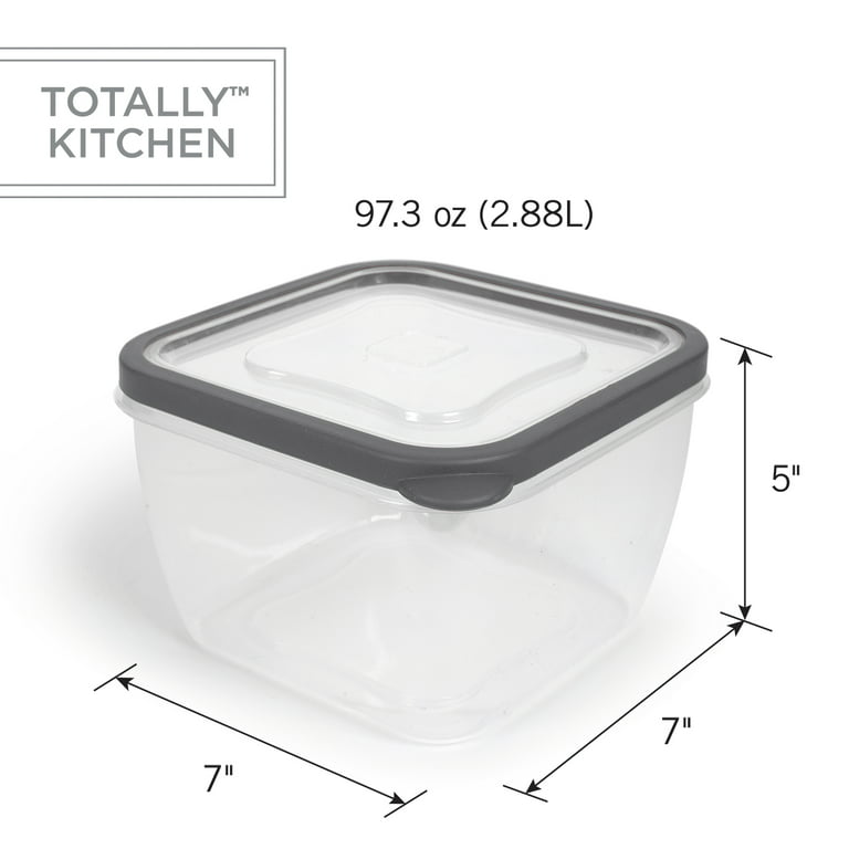 Totally Kitchen Square Food Containers | Microwave Safe & BPA Free | Thick, Durable & Leak Resistant | Dark Grey, Set of 5 (10 Pieces Total), Gray