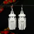 thumbnail image 3 of K-KED Ethnic Style Retro Tibetan Silver Chinese Style Long Tassel Earrings For Women-19, 3 of 9
