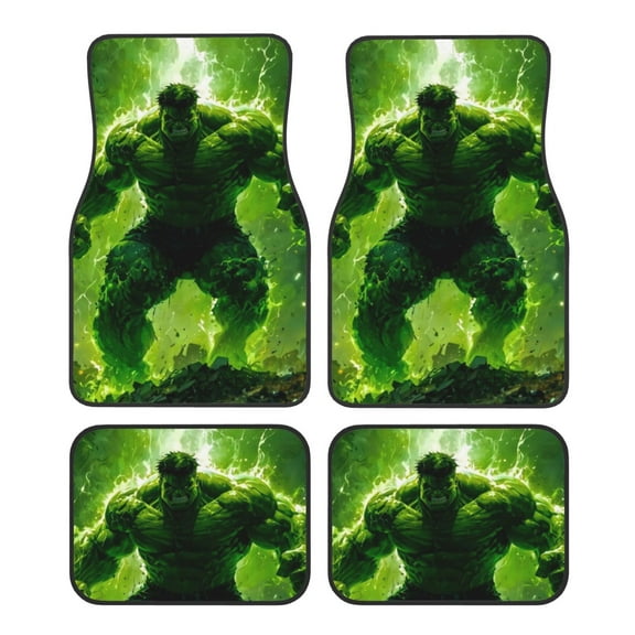 4 Pieces Car Floor Mat Set Green Hulk Protection Full Sets Universal Fit for SUV, Sedans, Vans, Trucks