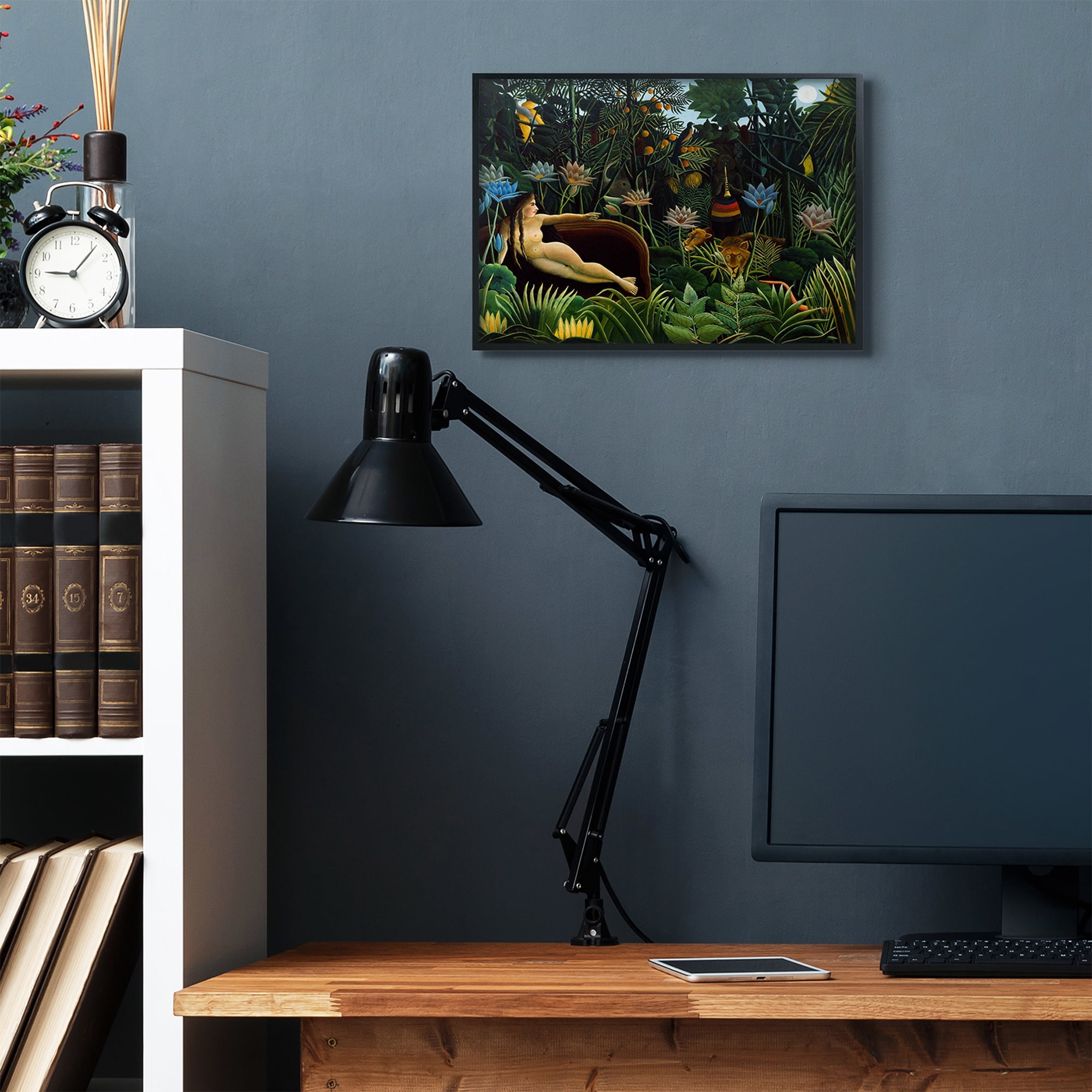 Stupell Industries Tropical Landscape Life Classic Painting Black Framed Art Print Wall Art, 16x20, by Henri Rousseau