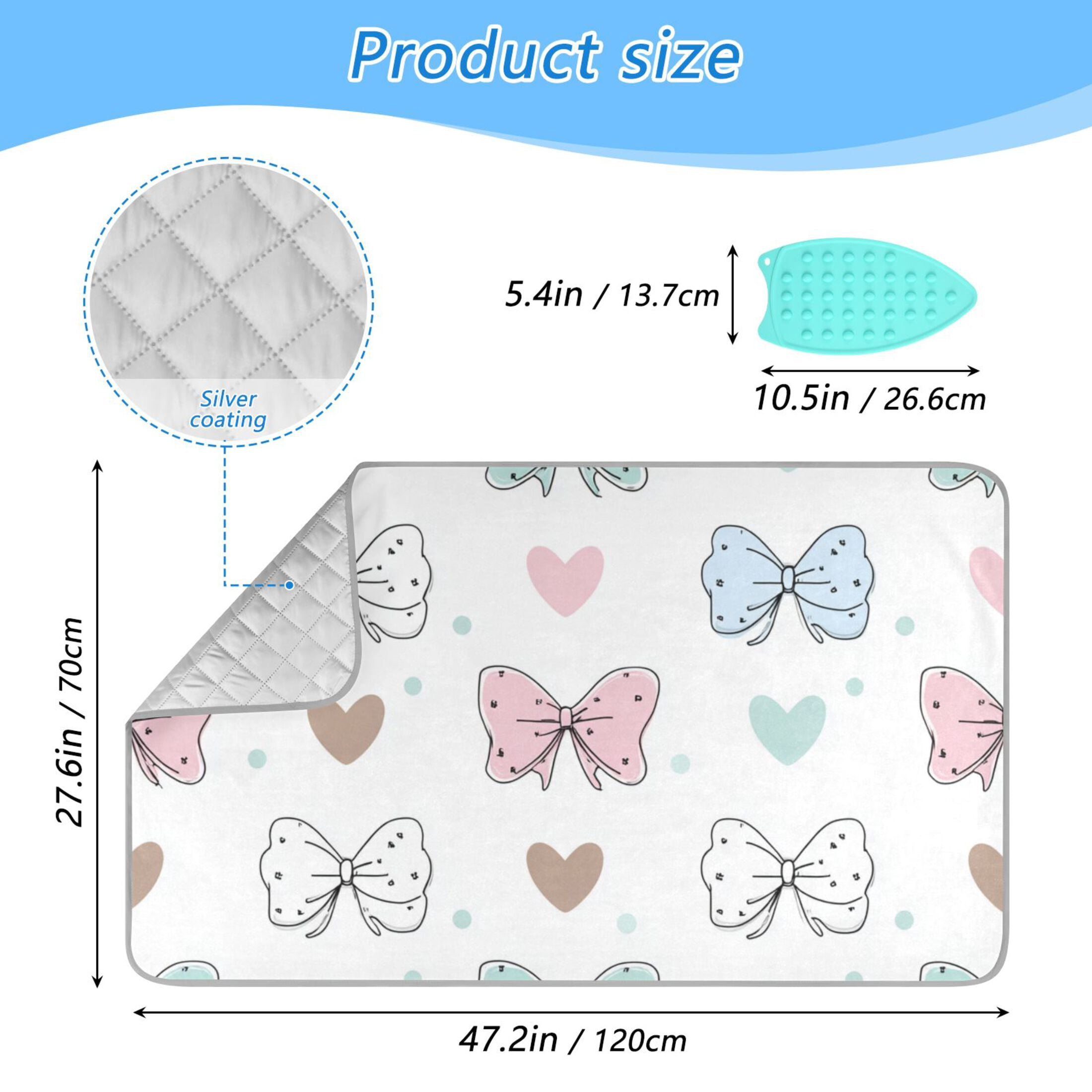 Adorable Bows Hearts Dots Valentine Ironing Mat Blanket Portable Travel Ironing Pad Heat Resistant Pad 47.2" x 27.6”