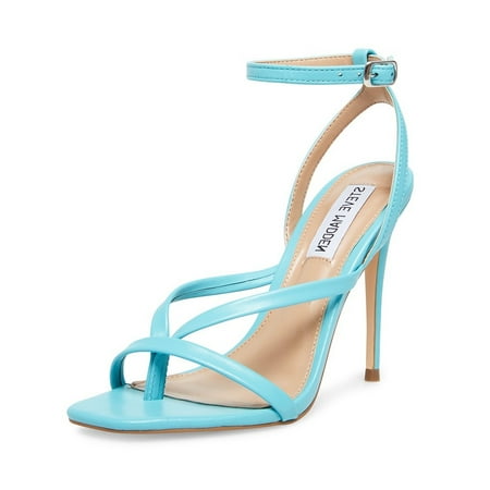 

Steve Madden Amada Teal Leather Squared Open Toe Ankle Strap Heeled Sandals (Teal Leather 11)