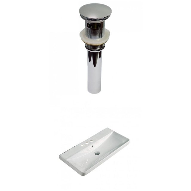 American Imaginations 31.89-in. W 3H4-in. Ceramic Top Set In White Color - Overflow Drain Incl. AI-30642