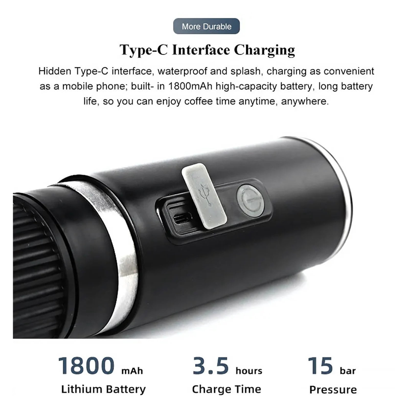 3-in-1 Portable Electric Espresso Machine Wireless Heating Coffee Machine Fast Charge Fit Capsule/Powder For Camping/Car ,Portable