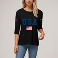 thumbnail image 5 of vigerkar 3/4 Sleeve USA Patriotic Shirts for Women 4th of July America Stars Stripes Flag Graphic Tops Summer BBQ Tee (Black, XXL), 5 of 5