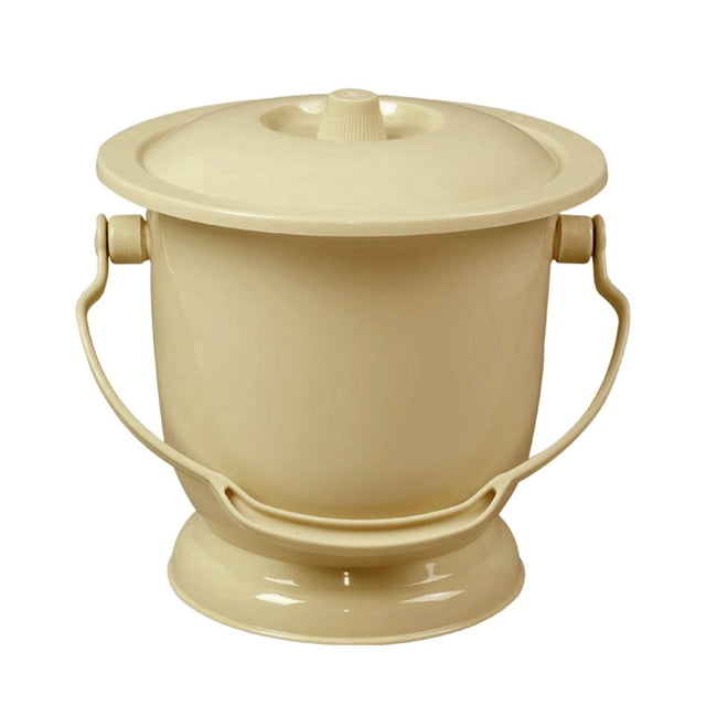 Chamber Pot with Lid Bedpan Spittoon Indoor with Handle Urine Bucket Yellow