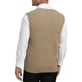 thumbnail image 5 of Kallspin Men's Wool Blend Sweater Vest Cable Knit V Neck Knitted Sleeveless Pullover(Coffee,Small), 5 of 6