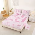thumbnail image 2 of Erosebridal Pink Bowknot Personalized Initial H Queen Sheet Sets 4 Pieces,Japanese Style Sakura Bed Set,Microfiber Bedroom Decor, 2 of 5