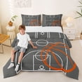 thumbnail image 2 of Castle Fairy Minimalist Basketball Court Print King Size Comforter Sets 3pcs, Sport Theme Comforters King Size, Gray Orange White,Grey Reversible,1 Comforter and 2 Pillowcases, 2 of 6