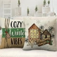 thumbnail image 4 of Warm Winter Wishes Decorative Throw Pillow Covers 16 x 16 Set of 4, Cozy Vibes Christmas Pine Tree House Ornaments Outdoor Pillowcase, Snowflakes Farmhouse Holiday Cushion Case Home Decor, 4 of 5