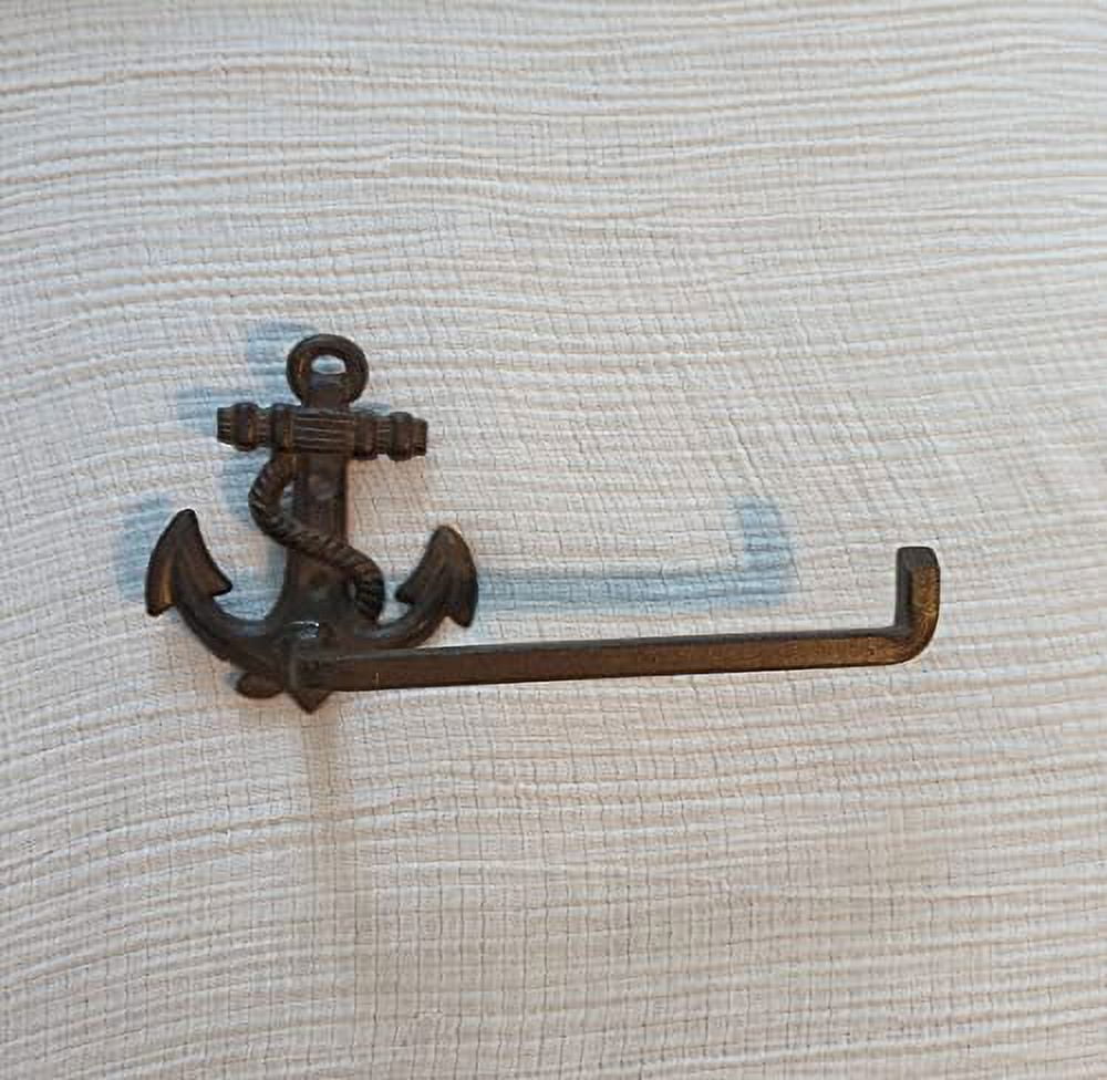 Cast Iron Anchor Toilet Paper Holder & Towel Ring Set - Vintage Bathroom Decor - View #3