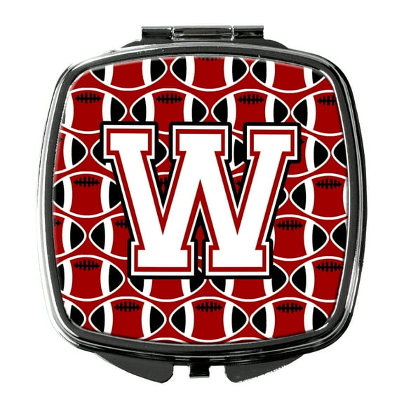 Letter W Football Cardinal and White Compact Mirror CJ1082-WSCM