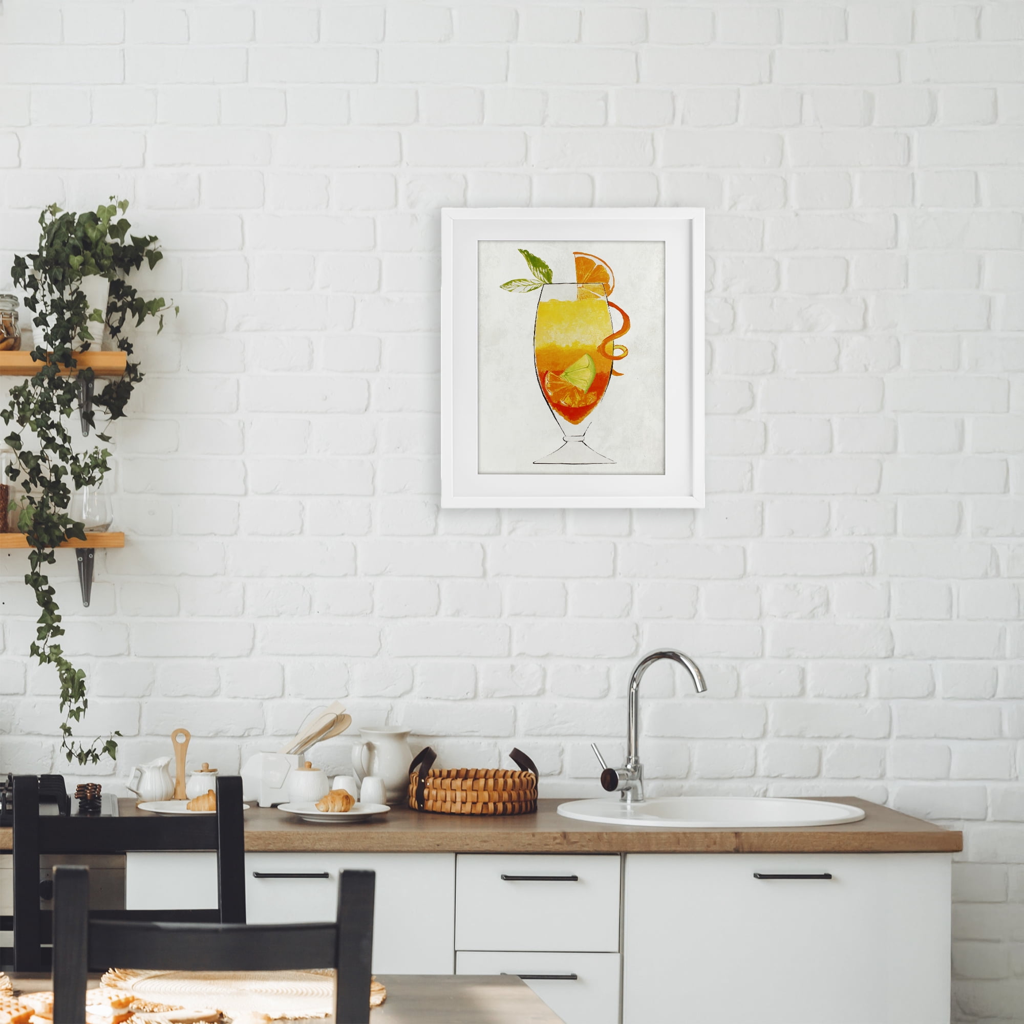 Stupell Industries Summer Cocktail Orange Fruit White Framed Print Under Glass, design by Lorenzo Collective
