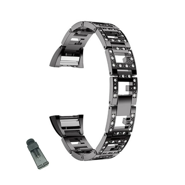 Bracelet de Montre en Acier Inoxydable RZK Bracelet Ajustable de Remplacement pour Fitbit Charge 2 pour Femmes-Noir