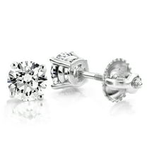 Ladies 18k Solitaire Round 0.5 Ctw Natural Diamond Stud Earrings for Her (White Gold)