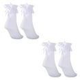 thumbnail image 1 of relayinert White Lightweight Women Lace Socks With Bow For Chic Look Stretchy Opaque Ruffle Lace Socks 2Set, 1 of 6