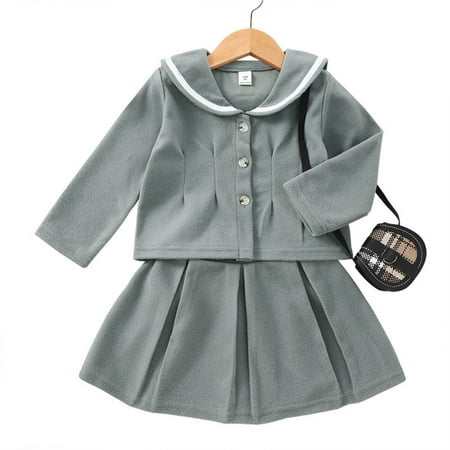 

Kids Children Toddler Girls Cotton Printed Autumn Long Sleeve Patchwork Skirts Set Outfits Clothes