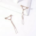thumbnail image 1 of HOOUN 2Pcs Rosegold Stainless Steel Chain Crystal Nipple Rings Dangle bell, 1 of 5