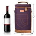 thumbnail image 2 of Tirrinia Wine Bag Portable Gift Tote,Polyester Leakproof Insulated Wine Bottle Carrying Cooler Carrier with Top Strap and Removable Compartment,for Travel,Picnic,Party,Great Gift for Wine Lover,Purple, 2 of 7