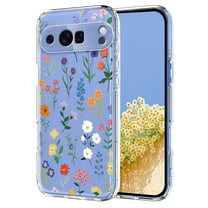 Compatible with Google Pixel 10 / 10 Pro Case Clear with Flower Design, Cute Soft Silicone TPU Floral Aesthetic Women Girls Transparent Protective Shockproof Anti-Scratch Anti-Yellow Phone Cover, B