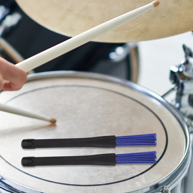 CTIRCHIU 1Par Cepillo Para Percusión De Nylon Color Azul Con Mango Práctico Antideslizante