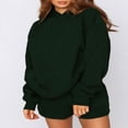 thumbnail image 2 of PENGXIANG Casual Solid Color Hooded Sweatshirt and Loose Shorts Set for Women, 2 of 7