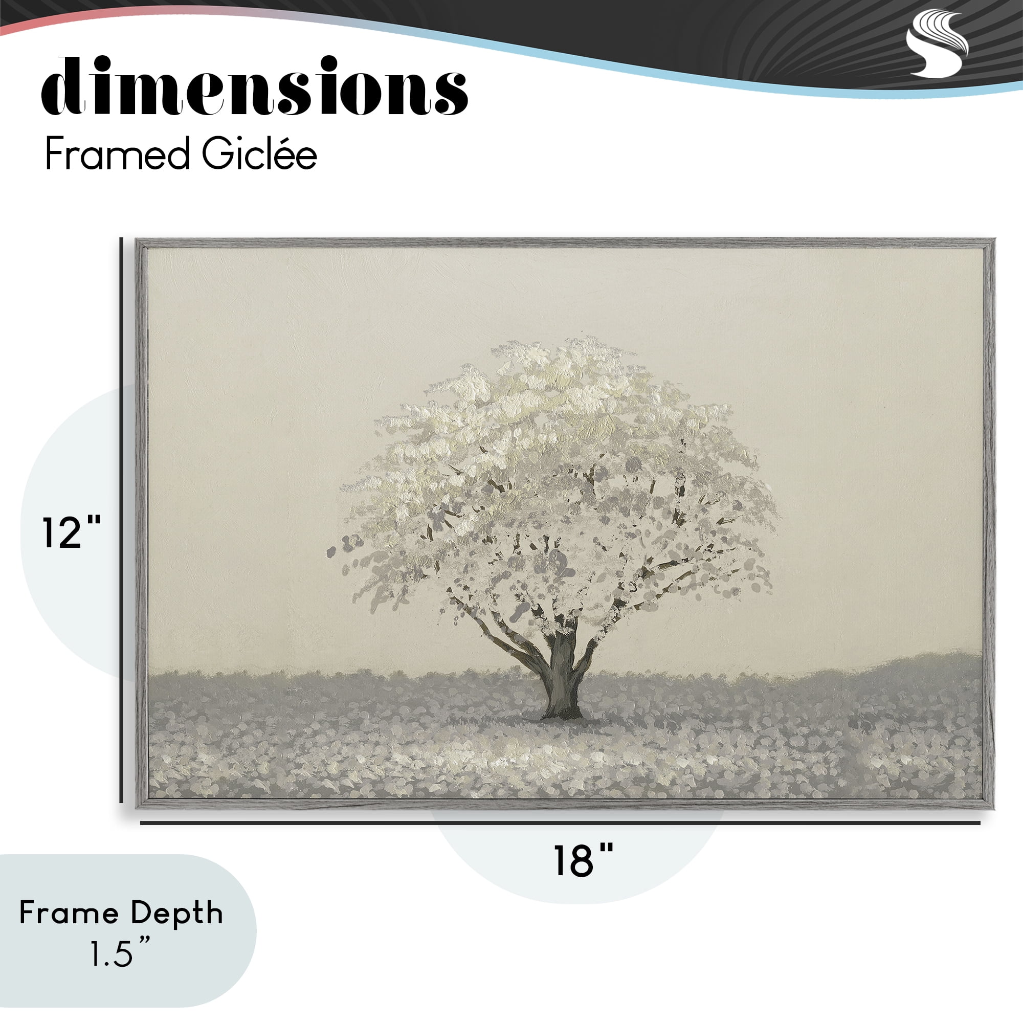 Stupell Industries Neutral Radiance Tree Gray Framed Giclee Art, design by Michael Marcon