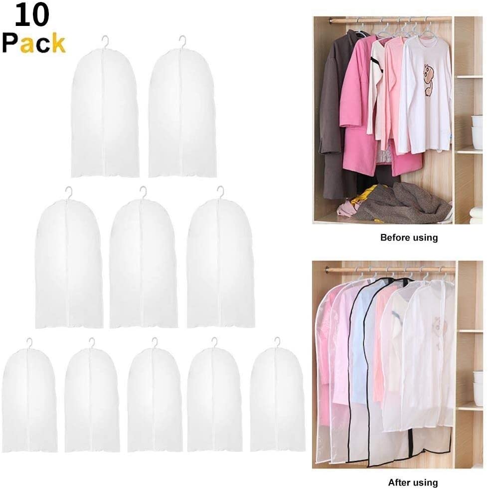 10 Pack Dress Suit Covers Garment Protection Overcoat Plastic Storage Bag 60*100cm