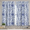 thumbnail image 2 of Ambesonne Watercolor Valance & Curtain, Vibrant Blue Flowers, 55"x36", Violet Blue White, 2 of 7