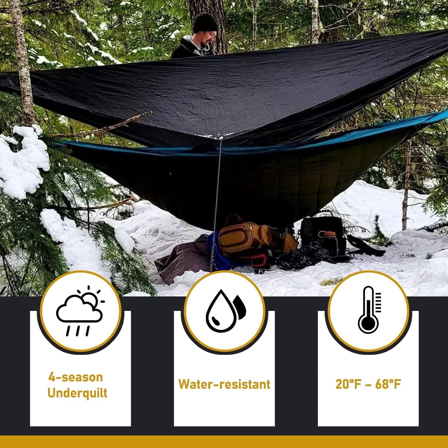 Double Hammock Underquilt Full Length Big Size Under Quilts for Hammocks, Camping Backpacking Essential, Winter Cold Weather Warm UQ Blanket Bottom Insulation