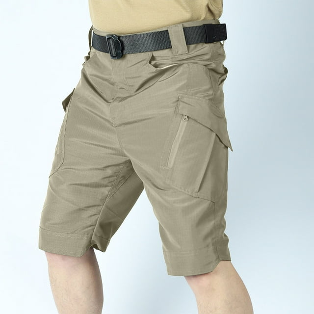 Men's Solid Color Workwear Shorts Outdoor Sports Multi Pocket Five Quarter Pants