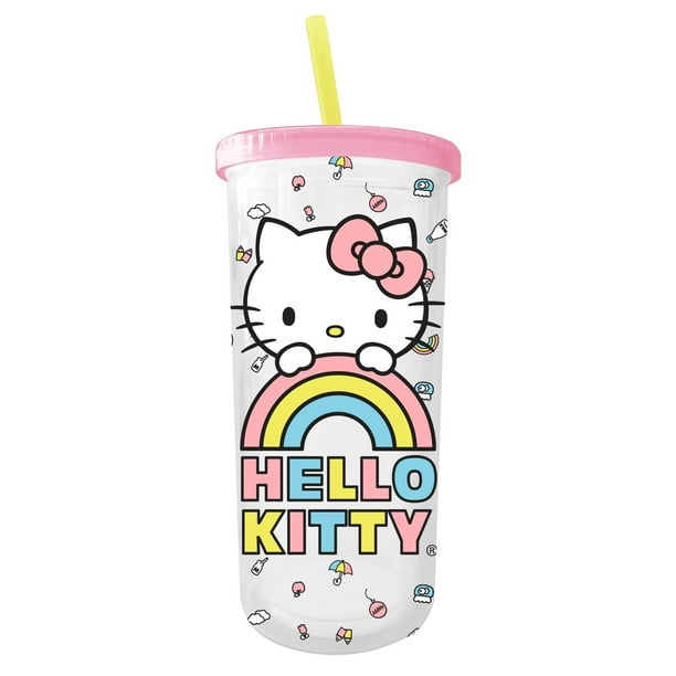 Vaso para bebidas frías Silver Buffalo Sanrio Hello Kitty de 600 ml con tapa