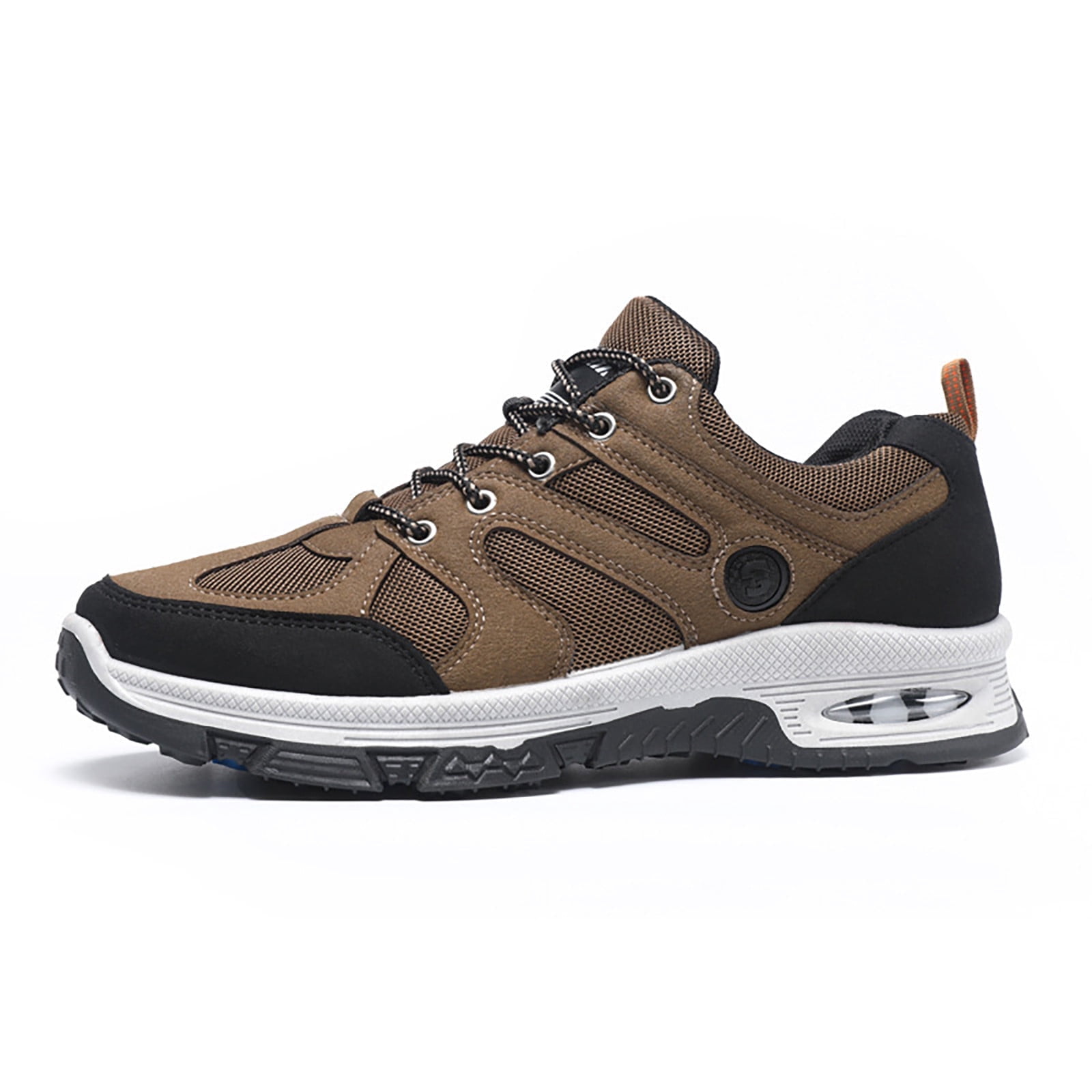 Dakaela Men's Waterproof Hiking Shoes Leather Outdoor Walking Work Sneakers for Camping Trekking Khaki 8