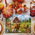 thumbnail image 3 of Farmhouse Red Barn Placemats Set of 4, Pig Farm Washable Wipeable Table Mats for Dining Tables, Indoor Outdoor Kitchen Place Mats for Holiday Party Table Decor, 3 of 9